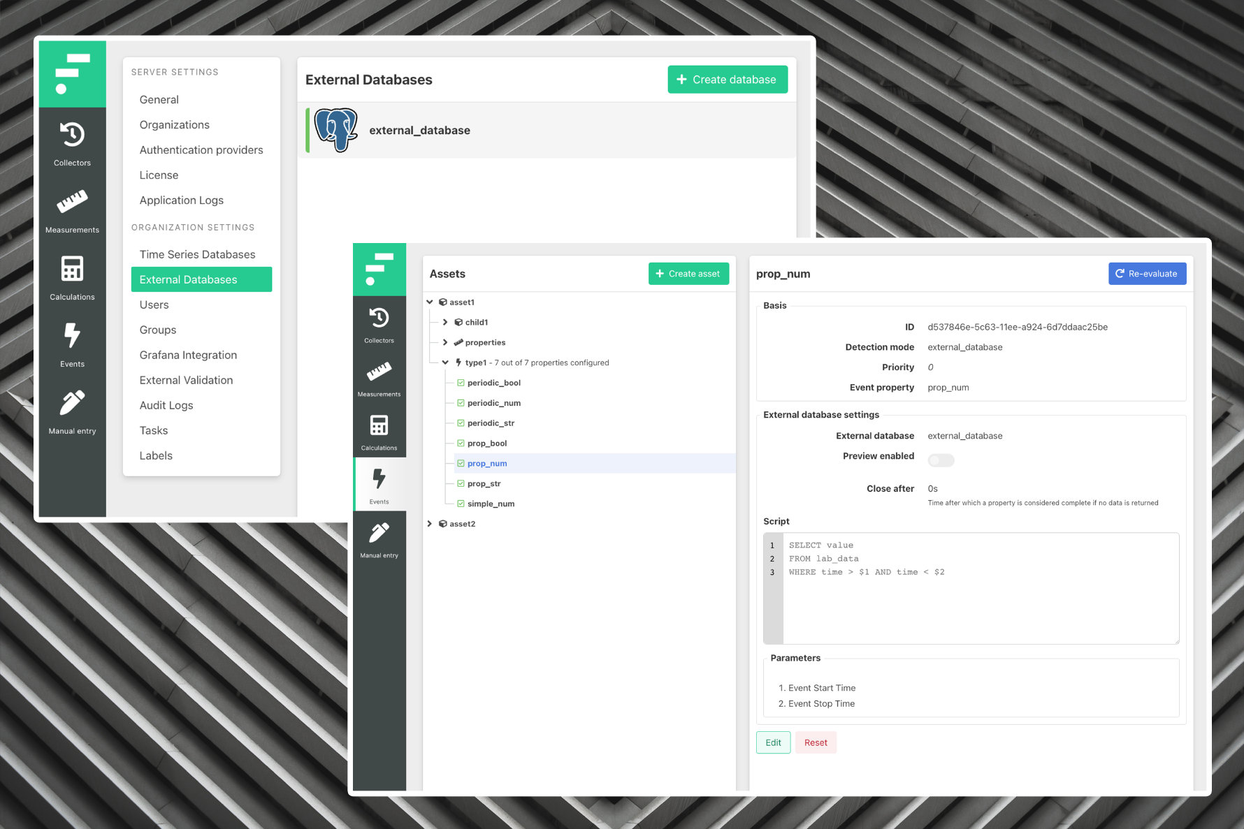 External database integration