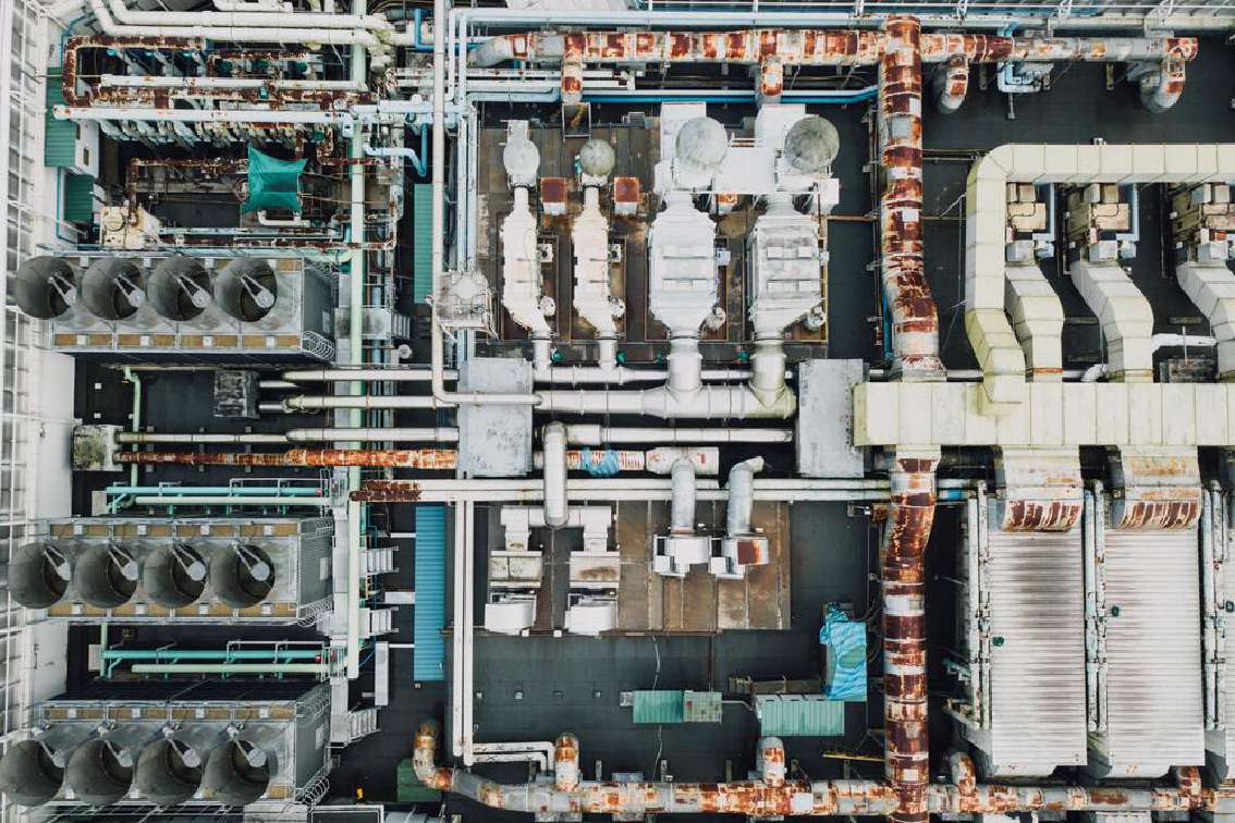 Aerial photo of production plant
