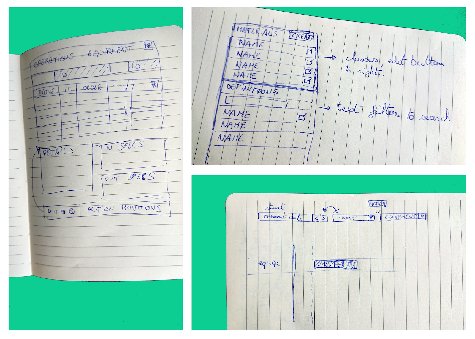 UI drawing with pen and paper. The old-fashioned way.